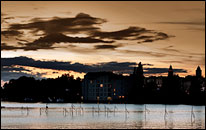 Dammvorstadt bei Sonnenuntergang